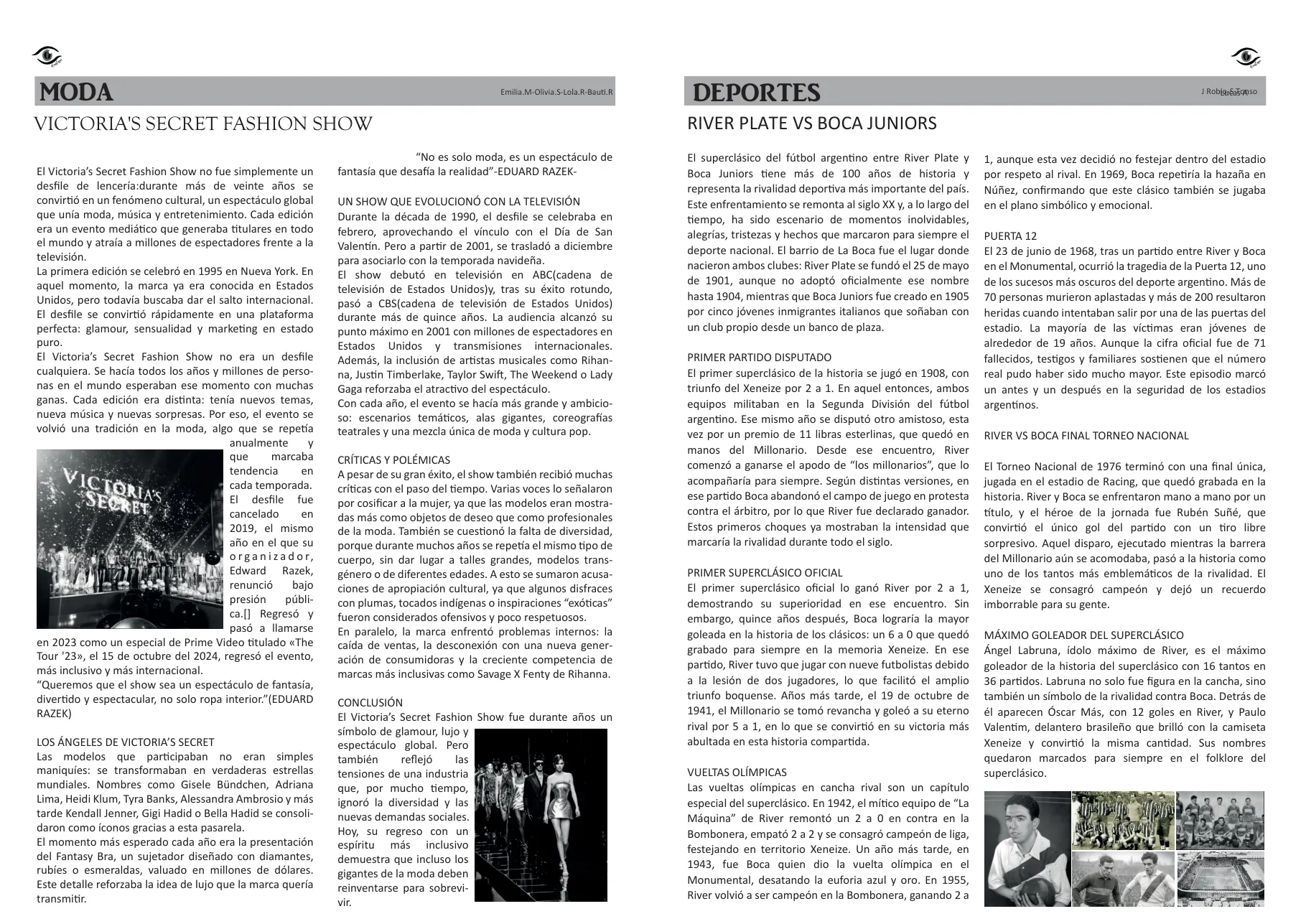 Páginas interiores de la revista Reflejo